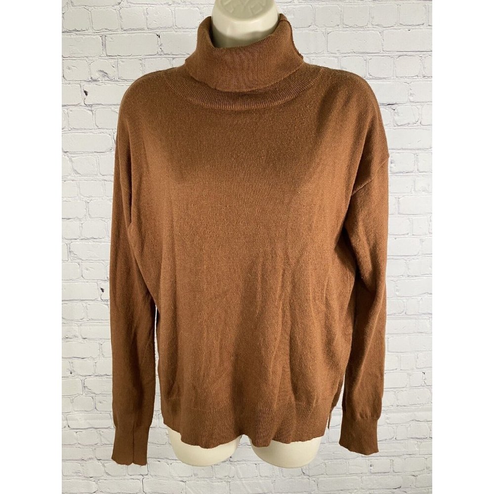 Etophe Studios Brown Long Sleeve Pullover Turtle Neck Cable Knit Sweater Women M